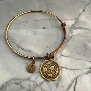 Bella Ryann Soccer Adjustable Expandable Goldtone Wire Bangle Bracelet Charm